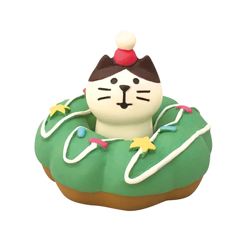 Decole Concombre Figurine - Christmas Party - Cat Donut Wreath
