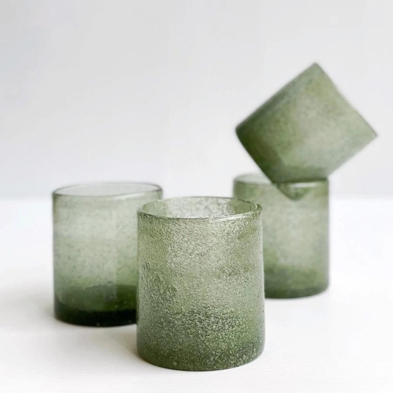 Kas-Mini Bubble Glass Tumbler-Sage