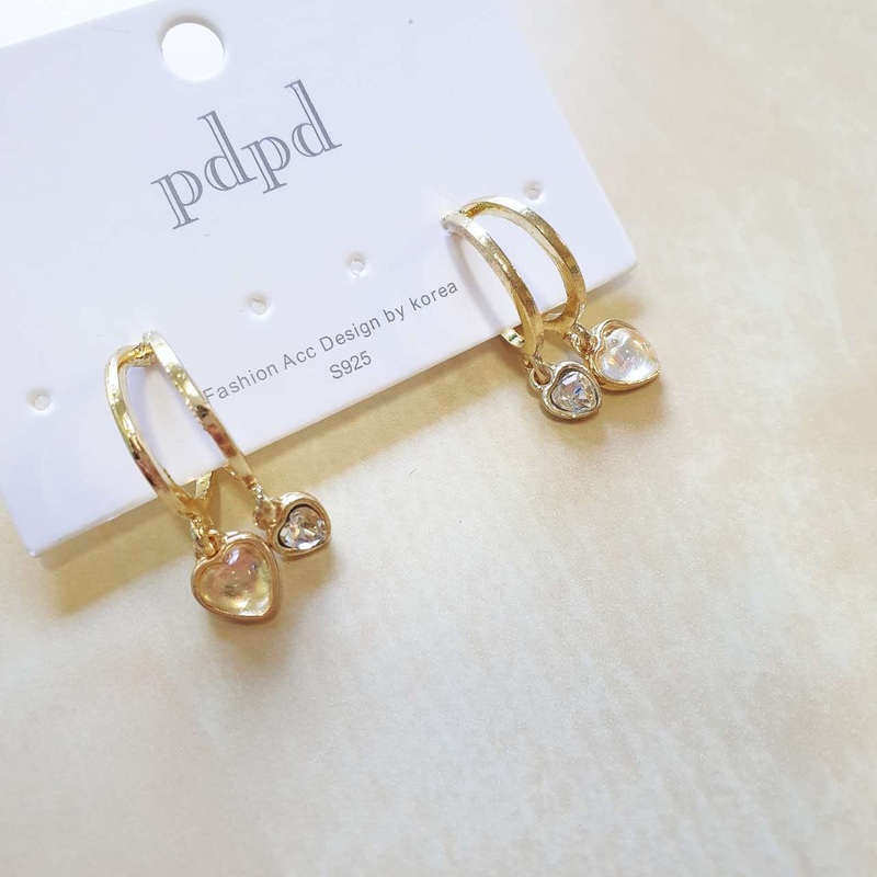 Luninana Earrings - French Styles Shiny Heart Earrings YX010