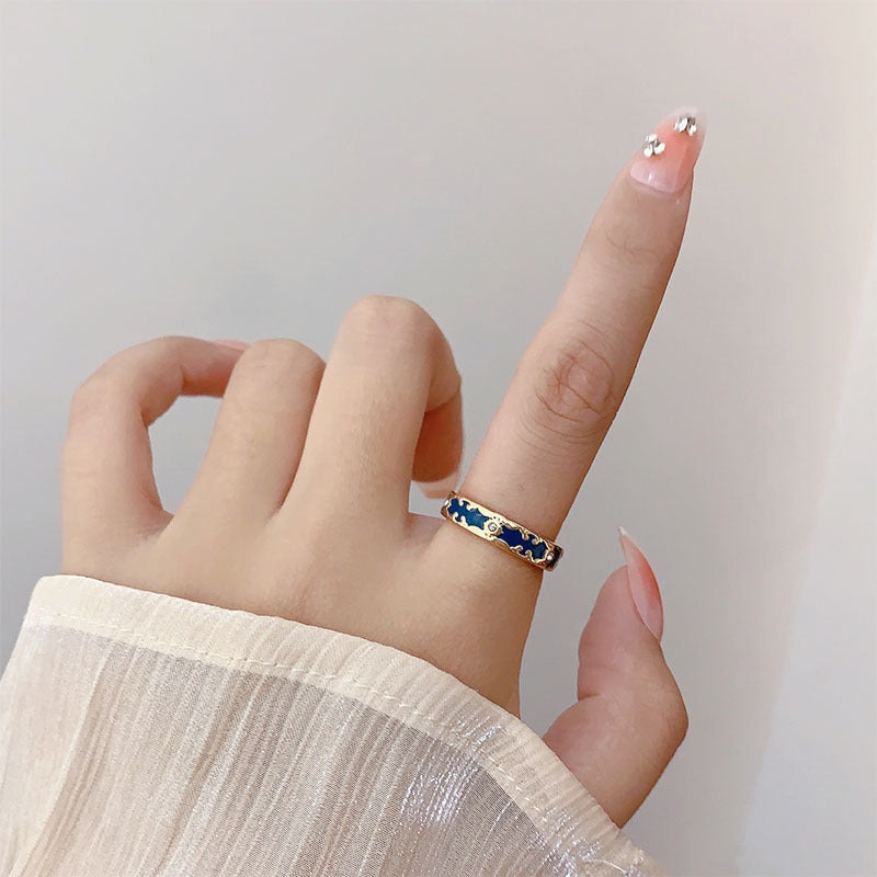 Luninana Ring - Blue Enamel Ring JZ184