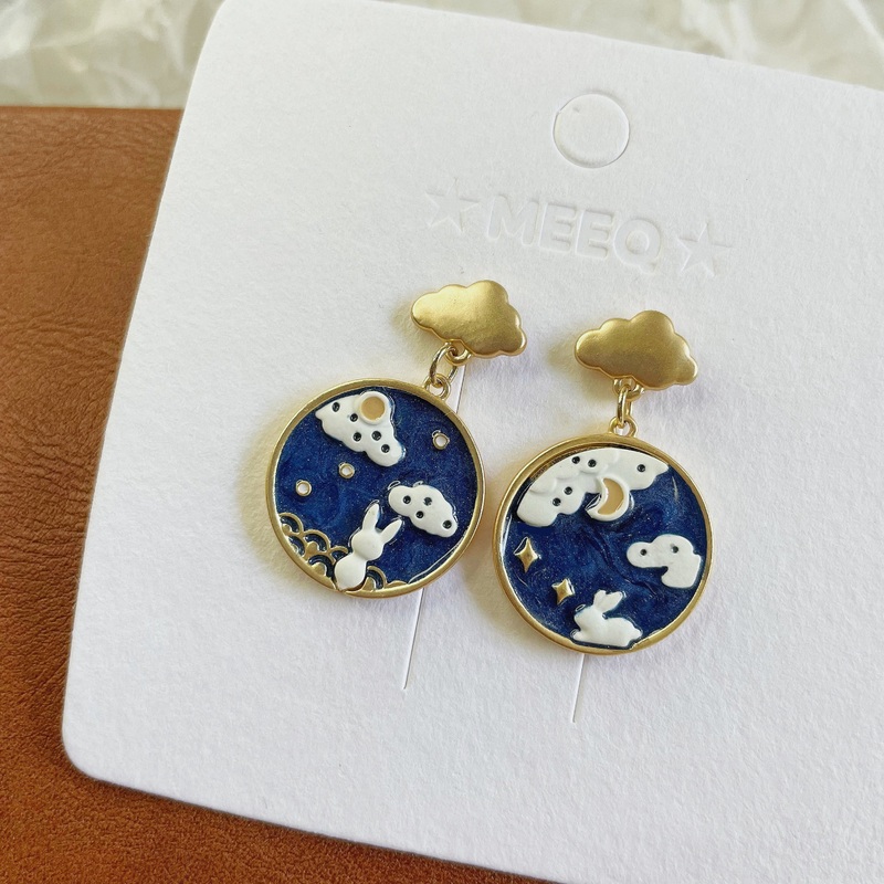 Luninana Earrings - Star Gazing Bunny Round Earrings YBY055