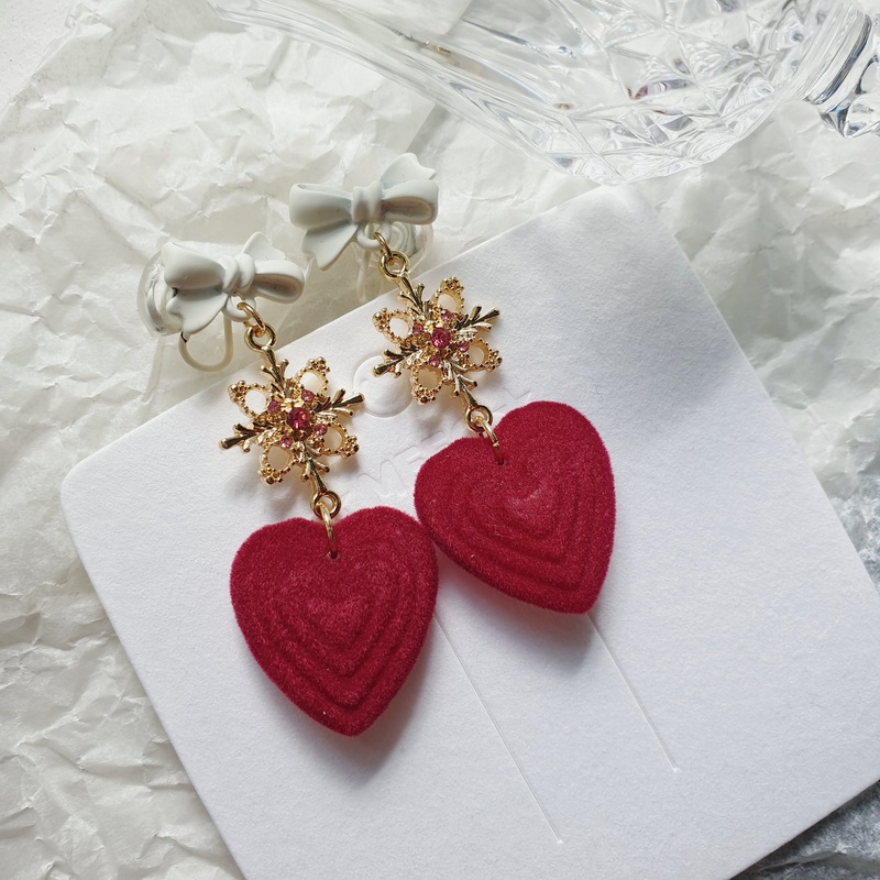 Luninana Clip-on Earrings -  Majestic Red Heart Earrings LL011