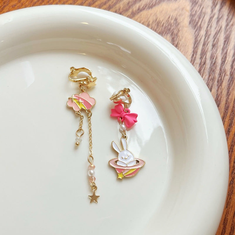 Luninana Clip-on Earrings -  Pink Magic Hat Bunny YBY071
