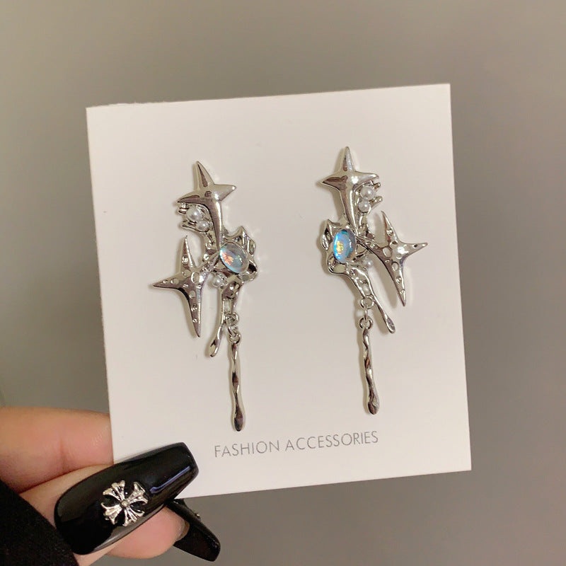 Luninana Earrings - Metal Stars with Gem Earrings YBY083