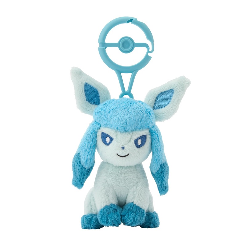 Pokemon Center Glaceon Plush Keychain with Carabiner - Japanese Exclusive