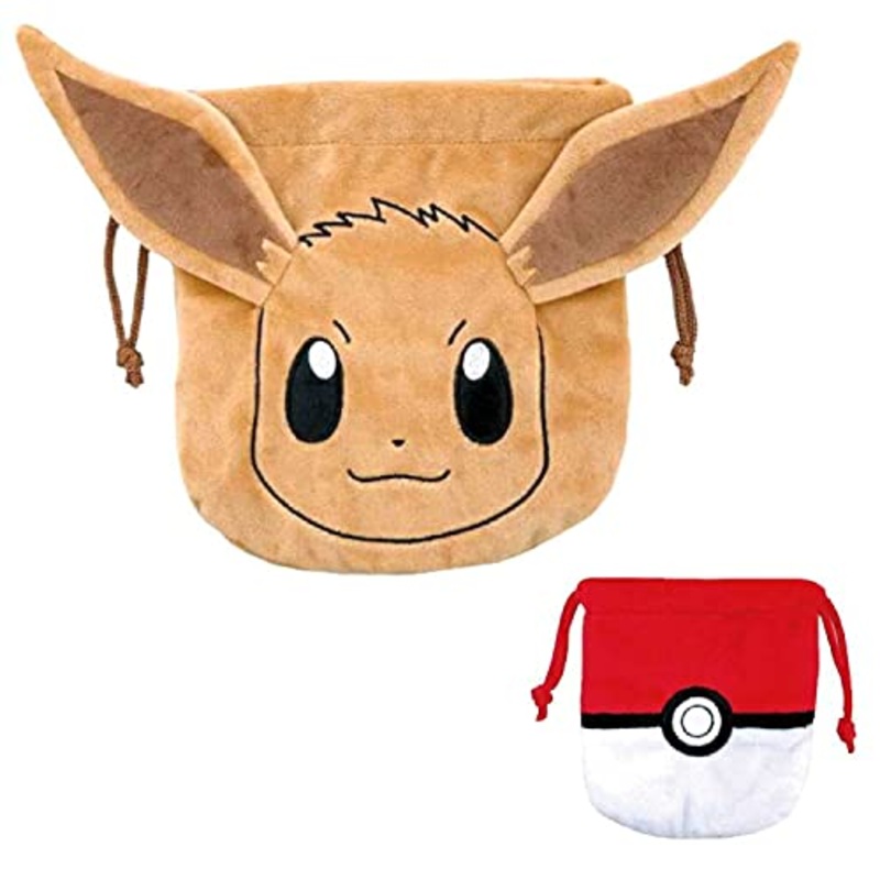 UNIQUE730 Pokemon Plush Drawstring Bag Set 2 Pcs Eevee