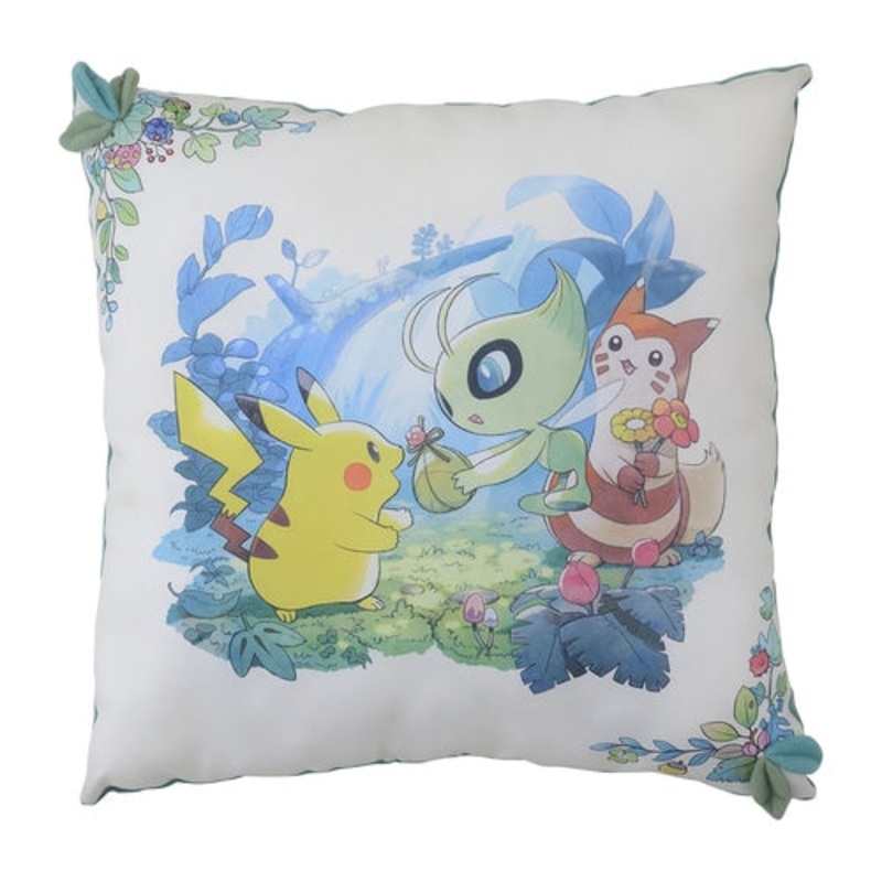 Cushion with leaves (Pikachu Celebi Furret) Mori no Okurimono