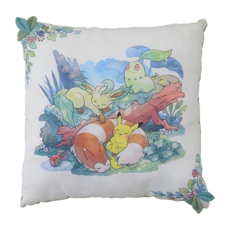 Cushion with leaves (Pikachu Furret Leafeon Chikorita) Mori no Okurimono