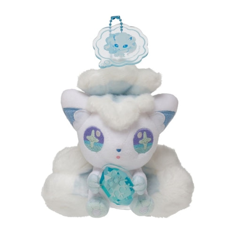 Mascot Plush Keychain SHINKA NO ISHI Alolan Vulpix & Ice Stone - Alolan Ninetales