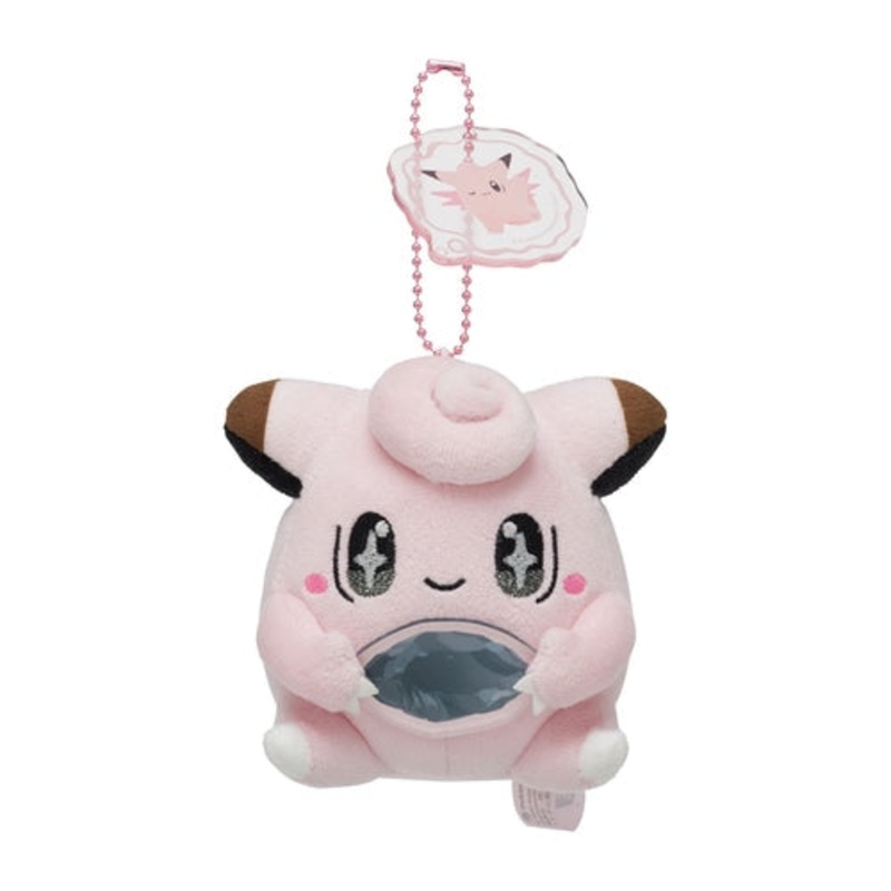 Mascot Plush Keychain SHINKA NO ISHI Clefairy & Moon Stone - Clefable