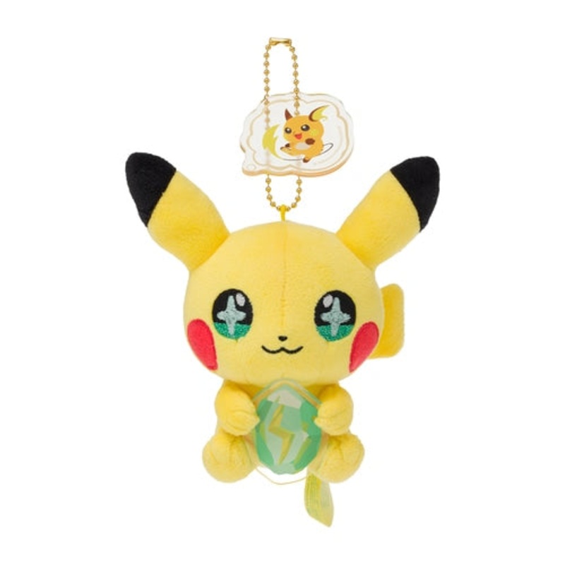 Mascot Plush Keychain SHINKA NO ISHI Pikachu & Thunder Stone - Raichu