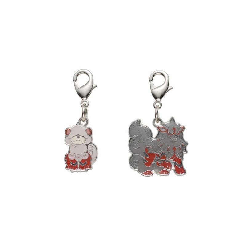 Hisuian Growlithe, Hisuian Arcanine - National Pokdex Metal Charm Keychain #H058, #H059