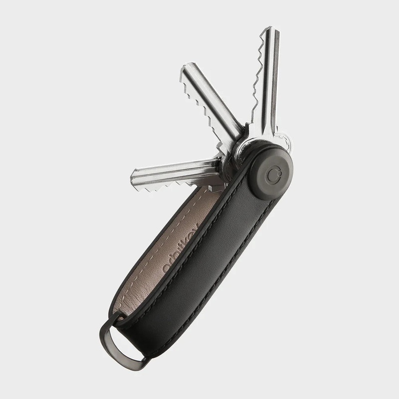 Key Organiser Leather -Black with Black Stitching