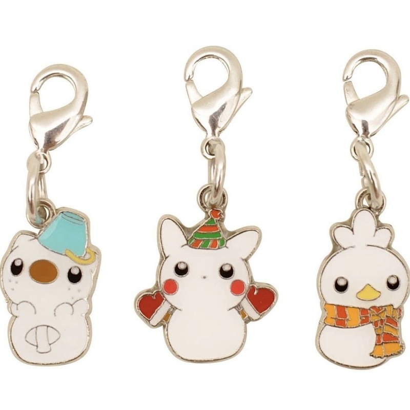 Pikachu, Torchic, Oshawott PokDaruma Metal Charm Keychain Set