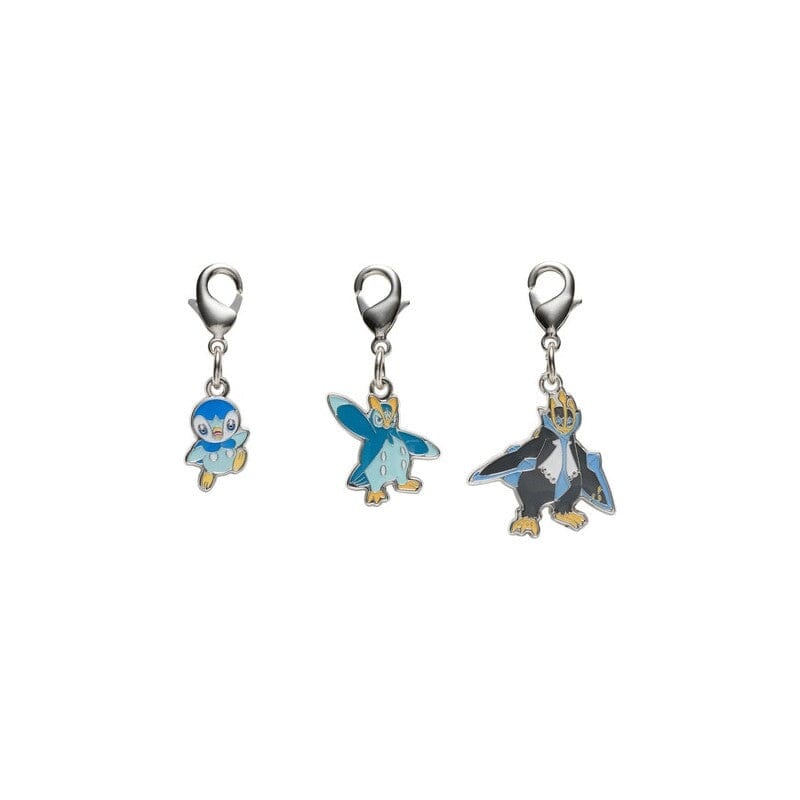 Piplup, Prinplup, Empoleon - National Pokdex Metal Charm Keychain #393, #394, #395