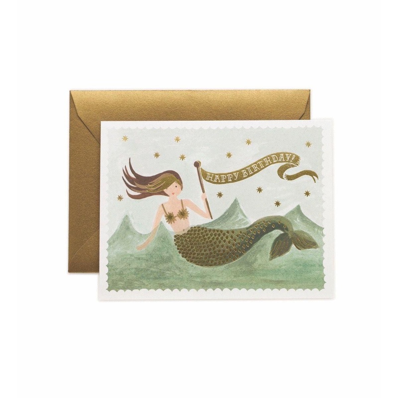 Rifle Paper Co - Single Card - Vintage Mermaid Birthday