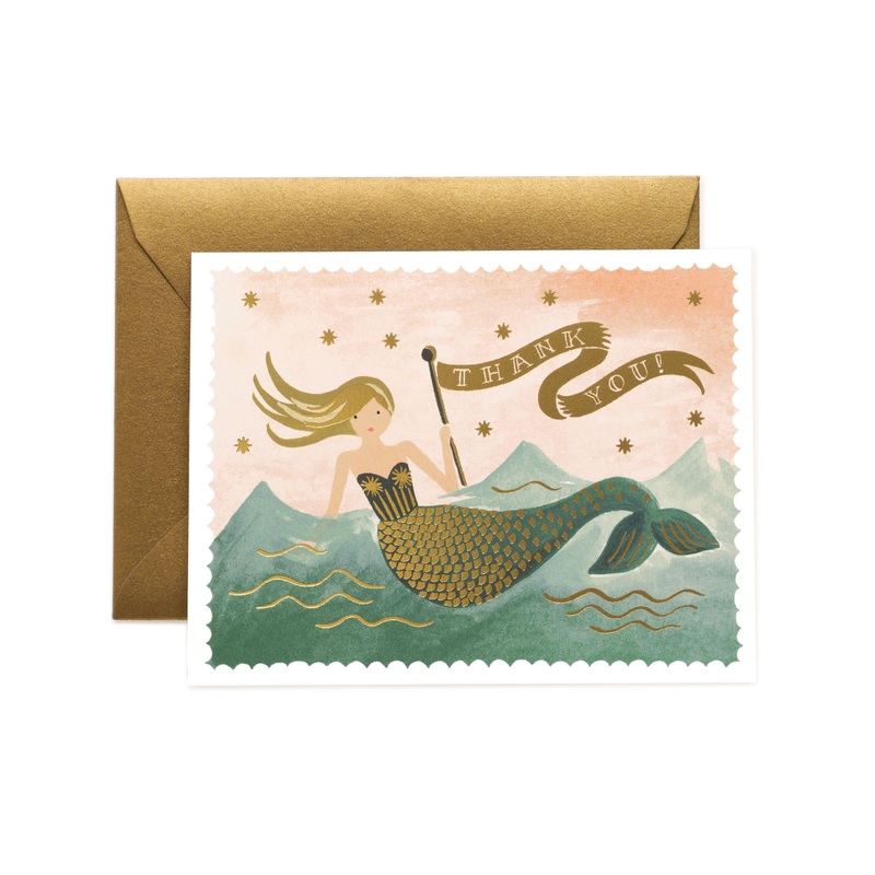 Rifle Paper Co - Single Card - Vintage Mermaid Thank You