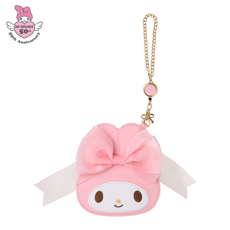 My Melody Card Case with Key Reel (50th Anniv. Ribbon Series)