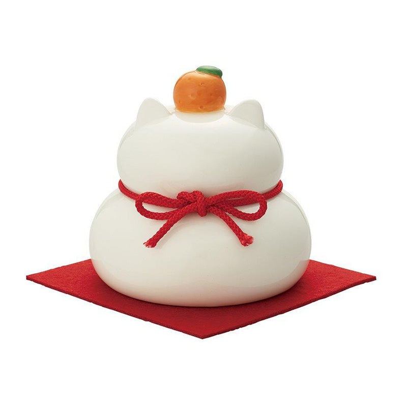 Decole Ceramic Cat Kagami Mochi Ornament
