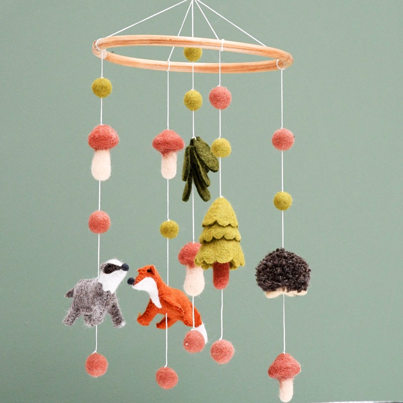 Tara Treasures - Nursery Cot Mobile Natural Woodlands