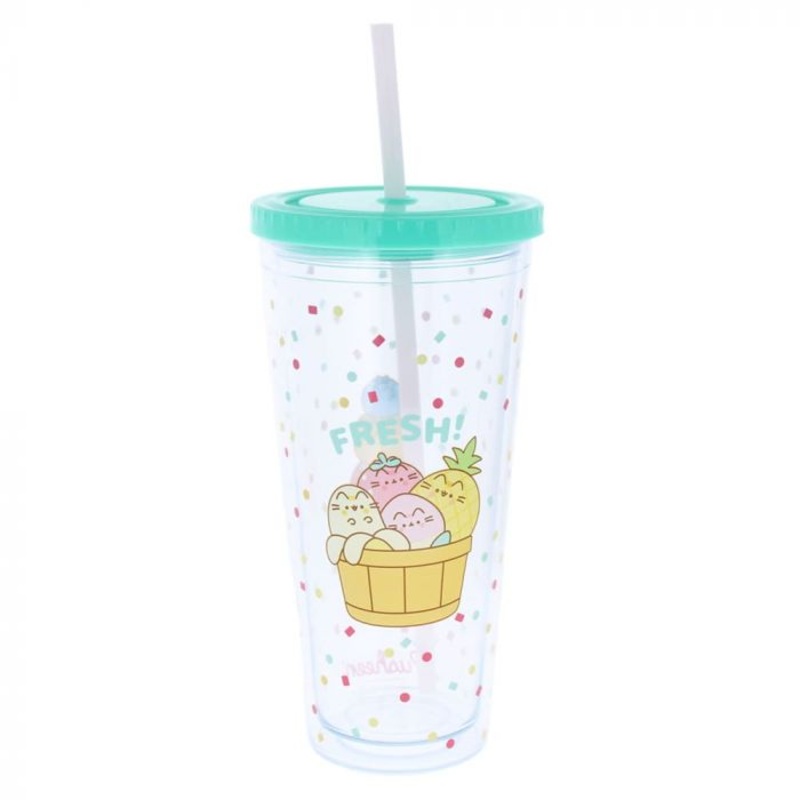 Pusheen Fruits Beaker & Straw 26cm