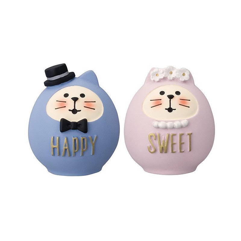 Decole Concombre Figurine - Wedding- Happy Sweet Cat Daruma Set