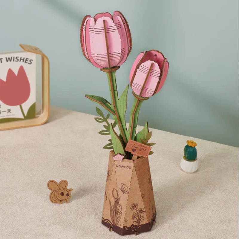Robotime Rowood Bloom Pink Tulip