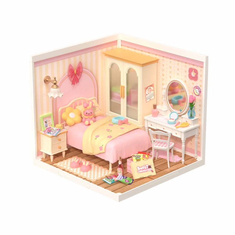 Robotime Rolife Lovely Pink Bedroom DIY Miniature House DW016
