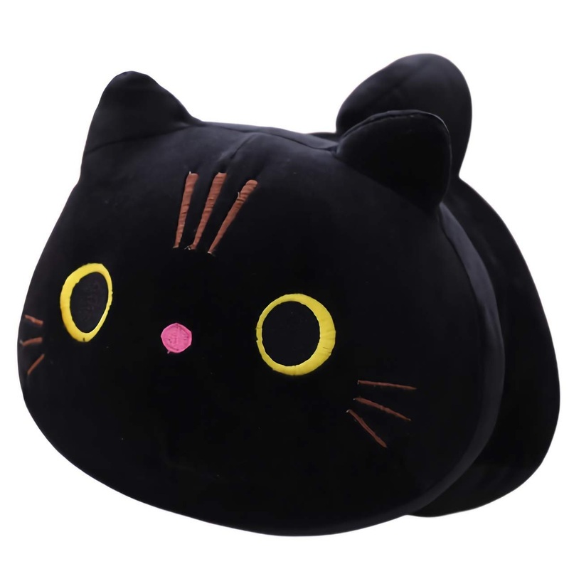 Cat Town Cute Dakimakura Fluffy Mochi Plush Cat Cushion Black Cat Plush Toys
