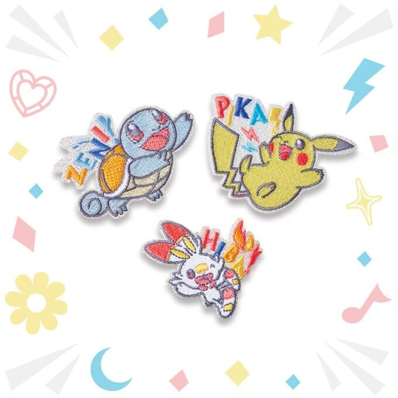Pikachu, Squirtle, Scorbunny Embroidery Sticker "NO LIMIT parade" 2023 Universal Studios Japan