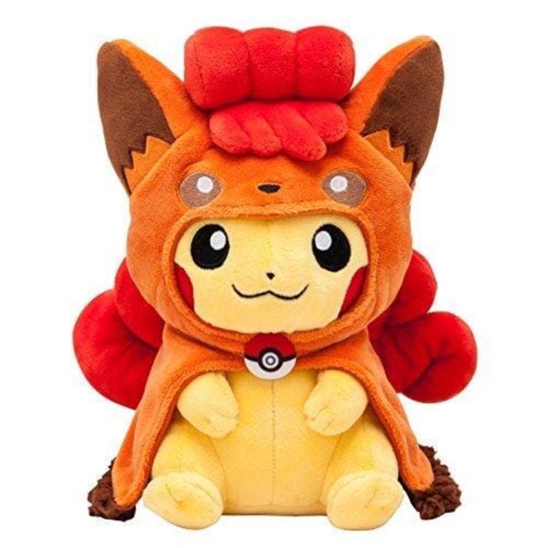 Pikachu Plush Wearing Vulpix Poncho