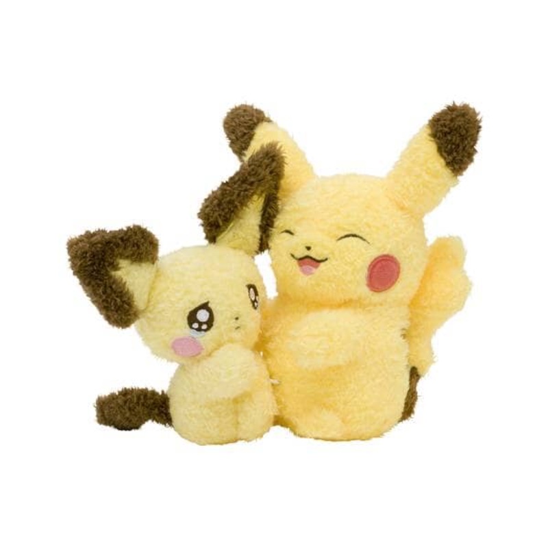 Pichu & Pikachu Nakibeso Hugging Plush Buruburu...Mugyu! (Don't Cry, Come Here)