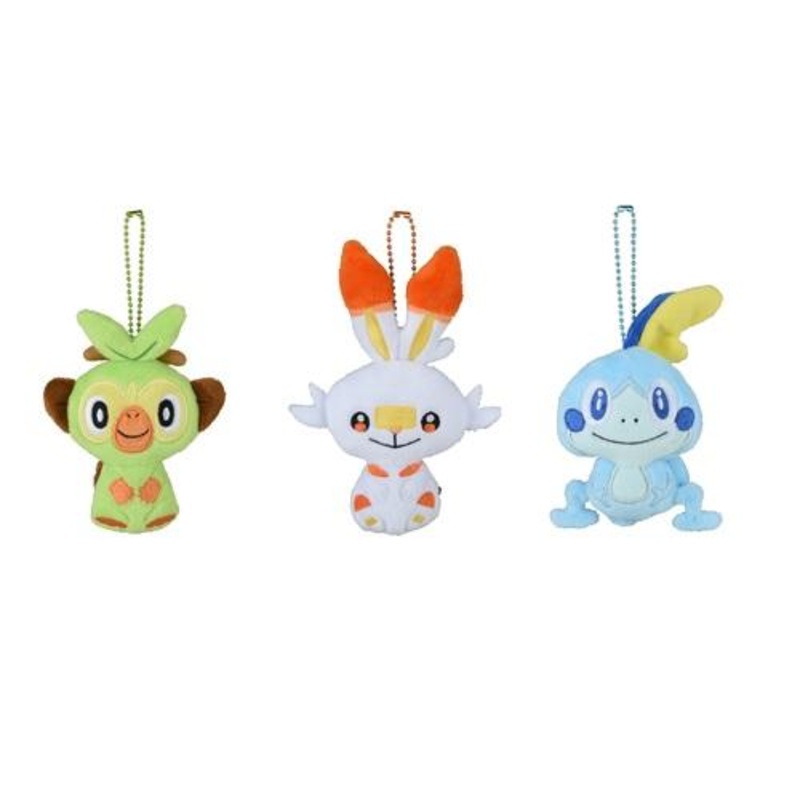 Petit Mascot Plush Keychain Set (Grookey, Scorbunny, and Sobble) Pokmon Galar Tabi