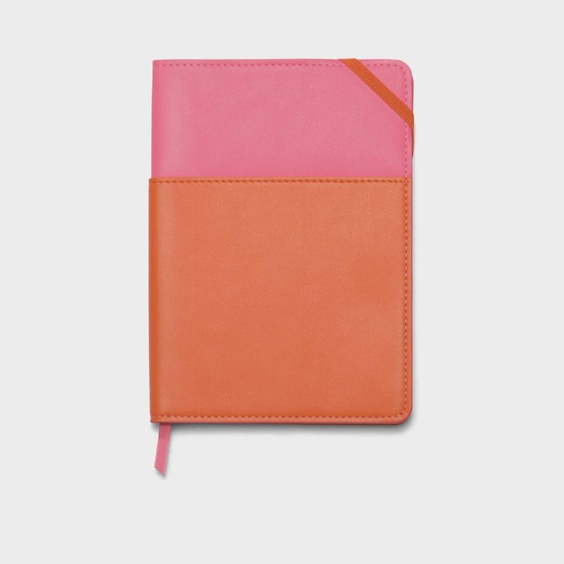 Vegan Leather Pocket Journal - Pink + Chili