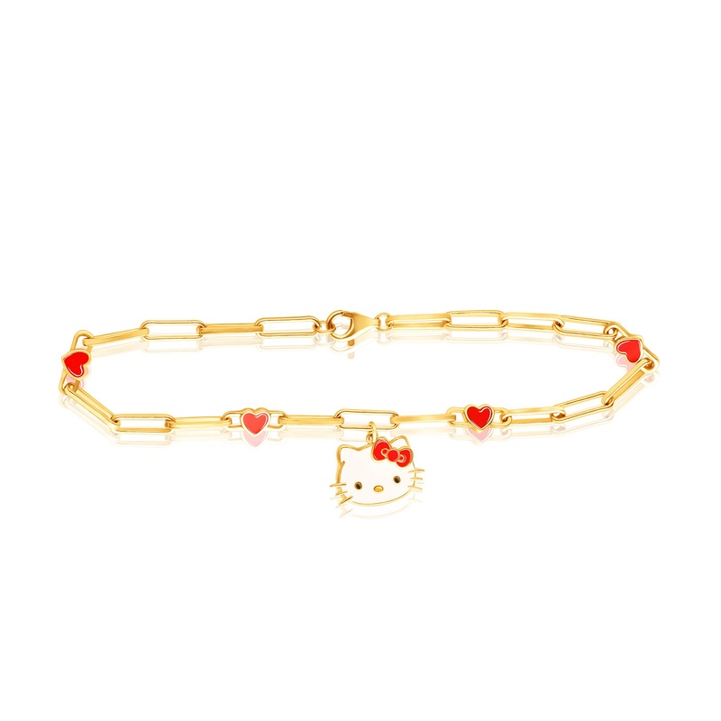Hello Kitty Yellow Gold Paperclip Bracelet