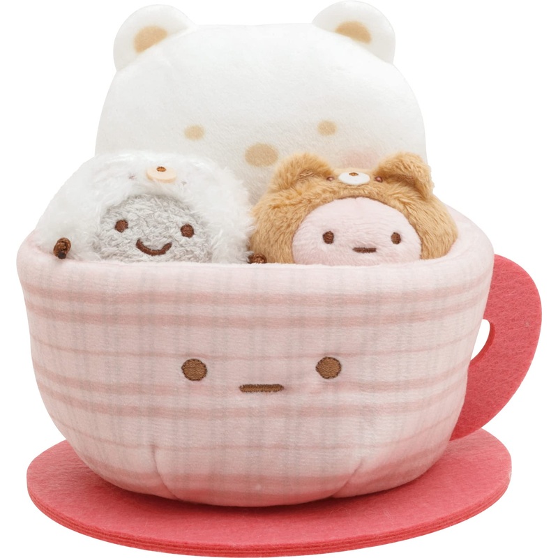 San-X Sumikkogurashi Home Bear Cafe Sheen Plush Toy with Cup and Saucer Mf87801