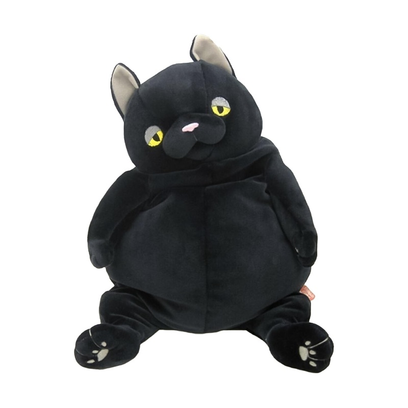 Shinada Global Mochi Neko Large Black Plush Cat 22x22x30cm