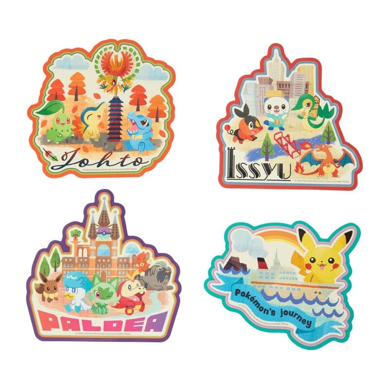 Pikachu Sticker With Johto, Unova And Paldea Region (Set of 4) - Pokmon's Journey
