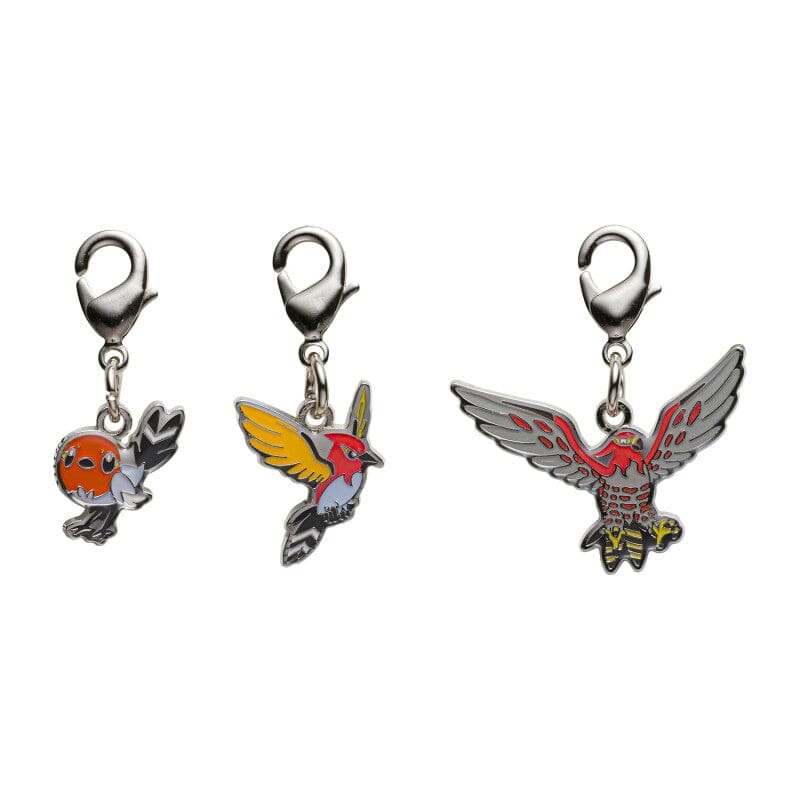 Fletchling, Fletchinder, Talonflame - National Pokdex Metal Charm Keychain #661, #662, #663