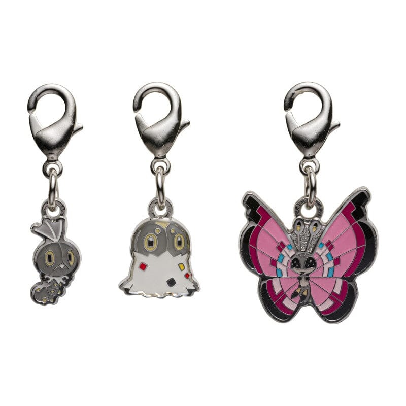 Scatterbug, Spewpa, Vivillon - National Pokdex Metal Charm Keychain #664, #665, #666