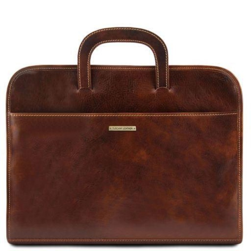 Sorrento Document Leather Briefcase - Brown