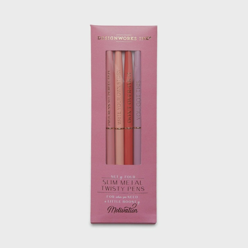Twisty Slim Metal Pen Set - Motivation (Set of 4)