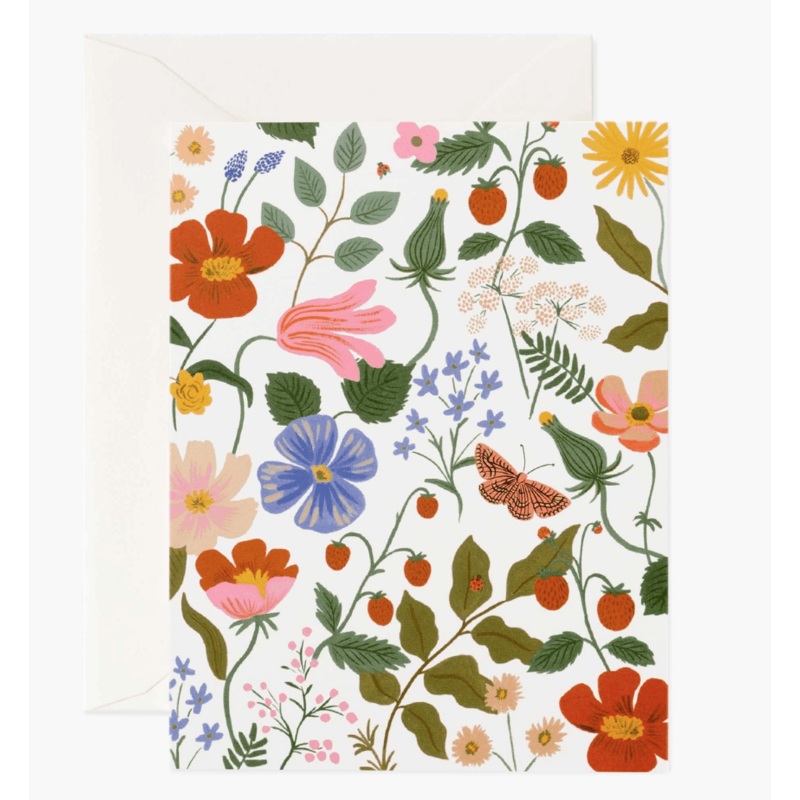 Rifle Paper Co - Single Card - Strawberry Fields Cream