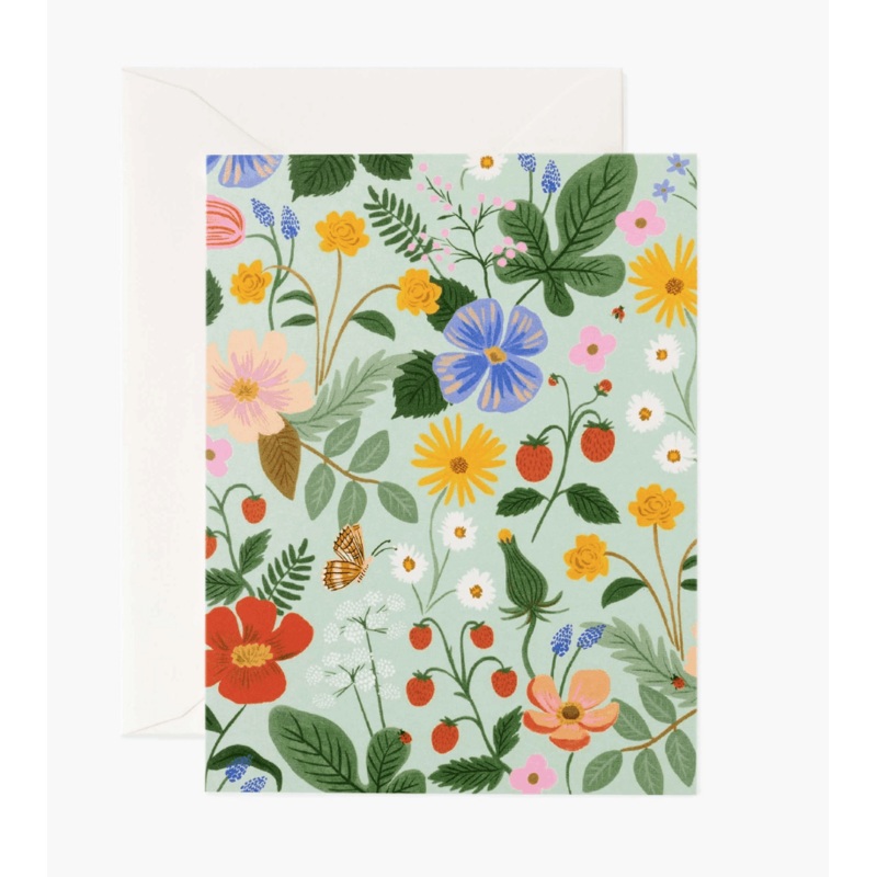 Rifle Paper Co - Single Card - Strawberry Fields Mint