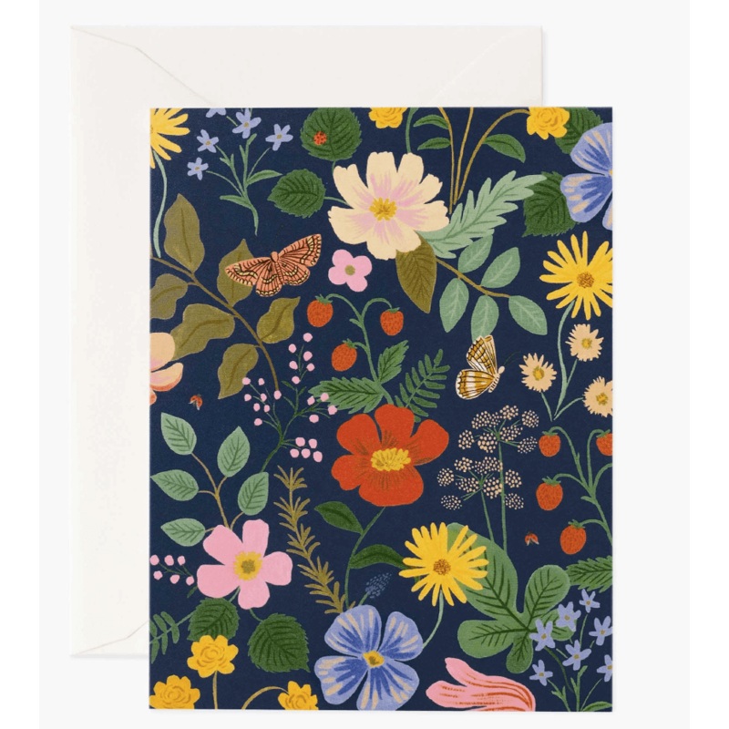 Rifle Paper Co - Single Card - Strawberry Fields Navy