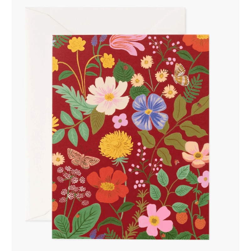 Rifle Paper Co - Single Card - Strawberry Fields Red