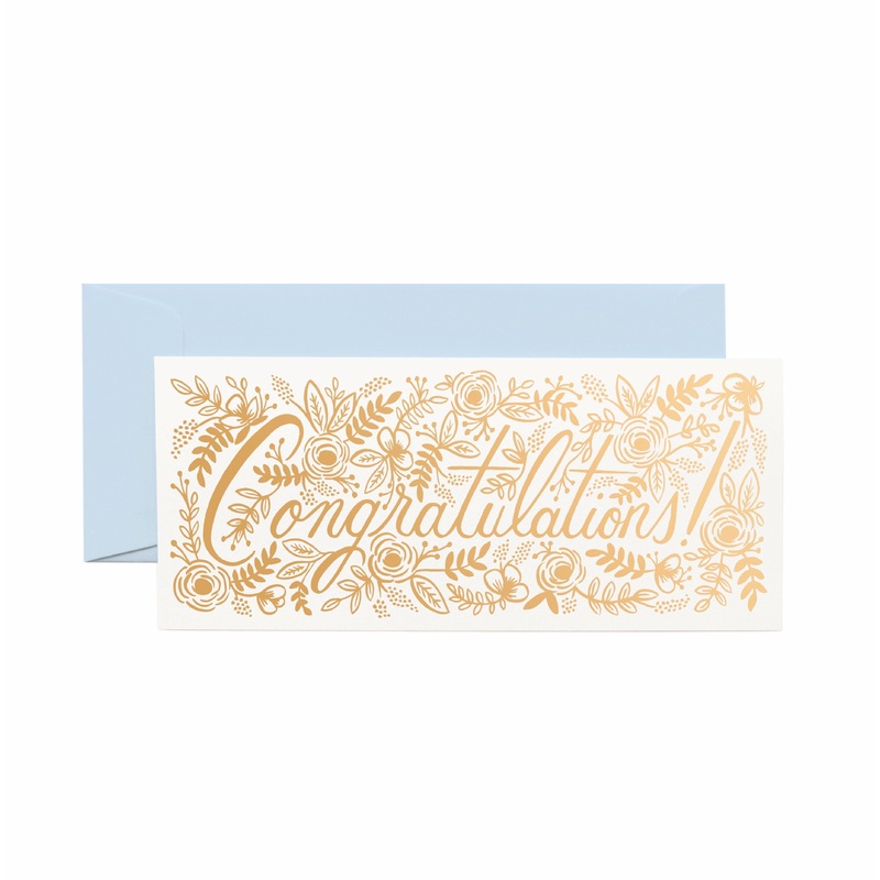 Rifle Paper Co - Single Long Card - Champagne Floral Congrats No. 10