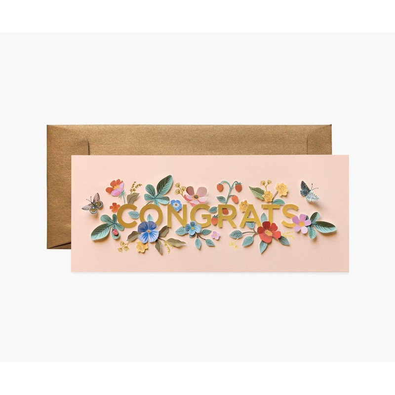 Rifle Paper Co - Single Long Card - Cut Paper Congrats