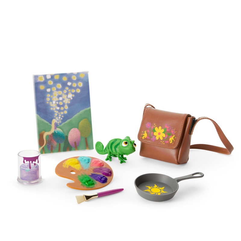 American Girl Disney Princess Rapunzel Painting Accessories & Pascal for 18-inch Dolls