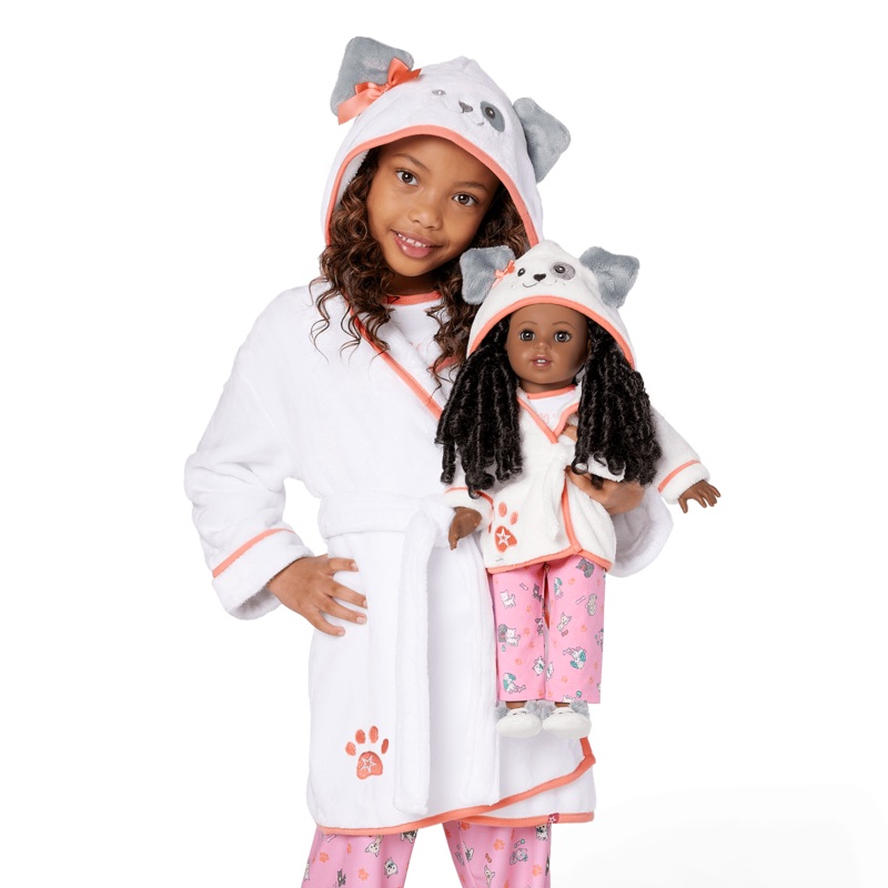 Comfy Puppy Robe Set for Girls & 18-inch Dolls